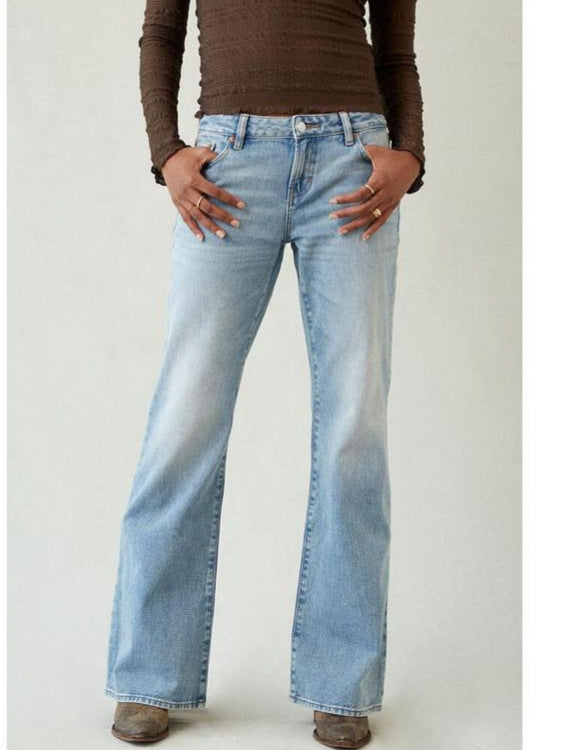 Low-rise loose straight leg jeans