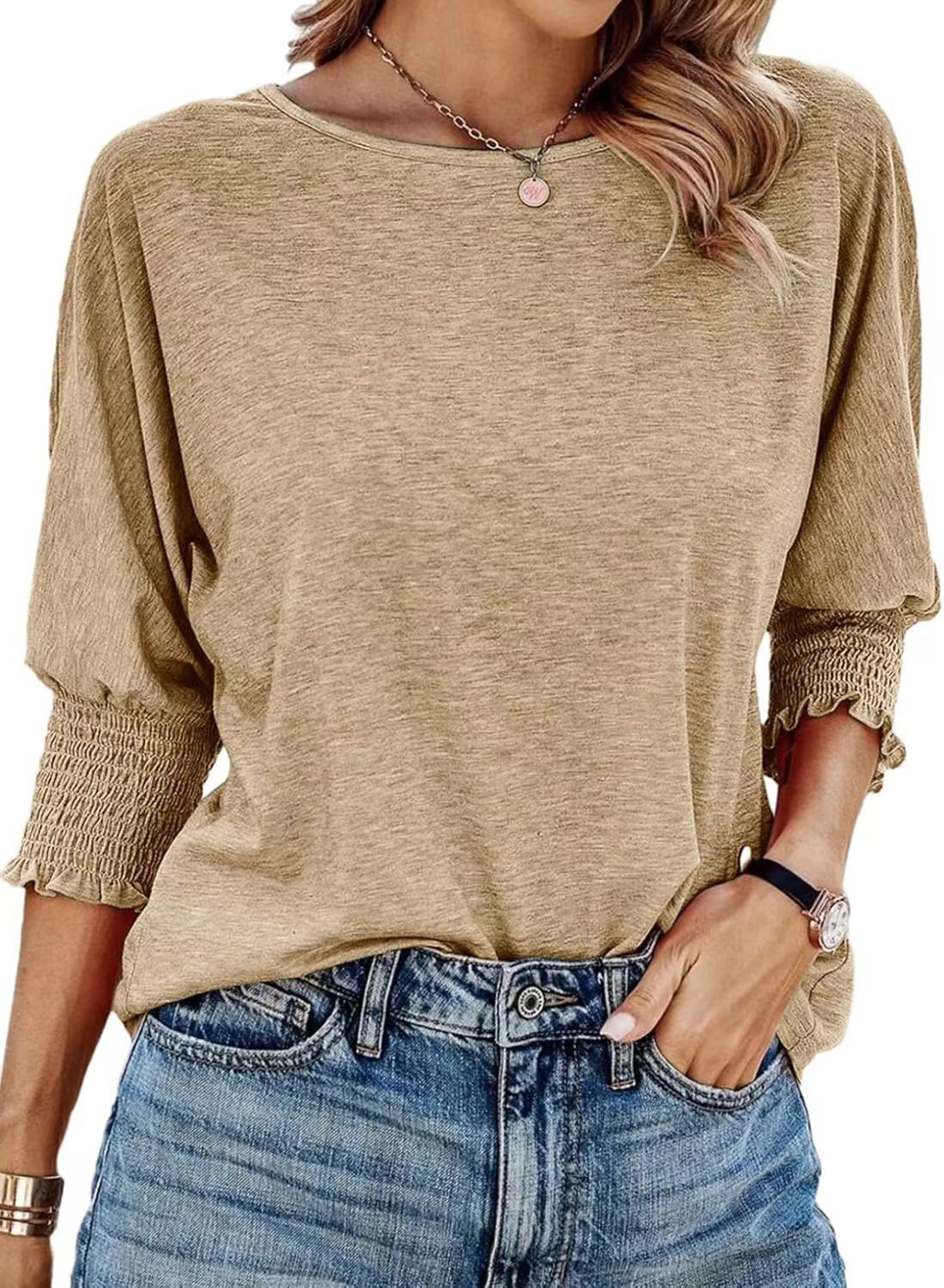 Cute round neck basic business T-shirt