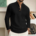Solid color stand-up collar pocket button long-sleeved polo shirt