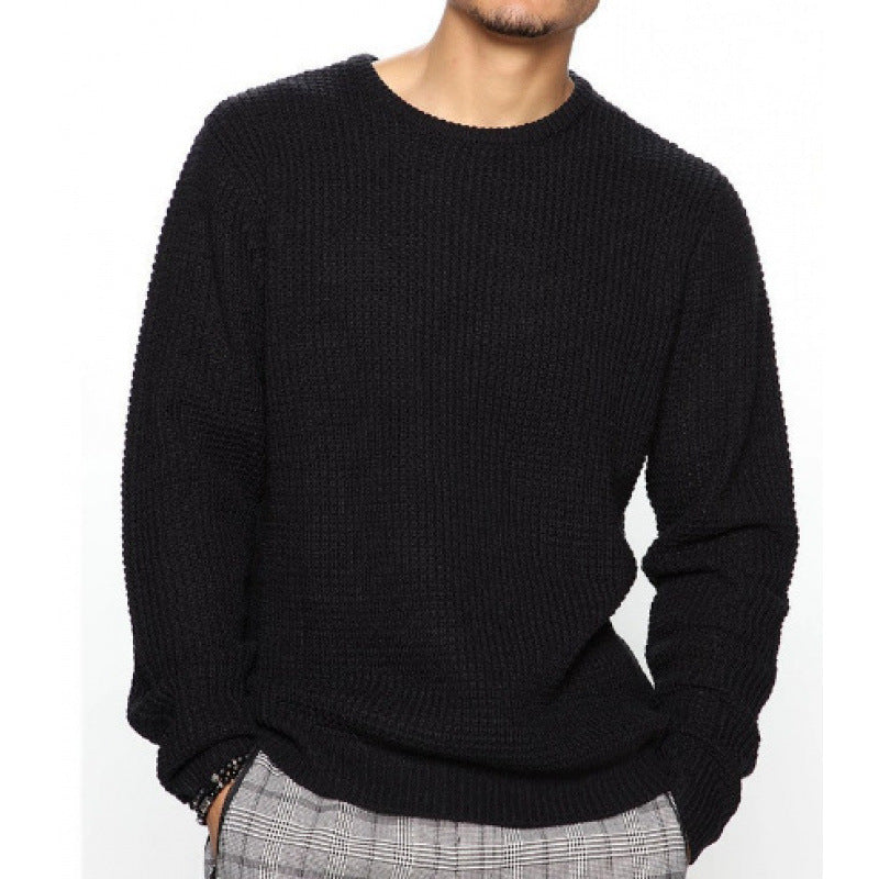 Men's long-sleeved crew neck casual knitted sweater