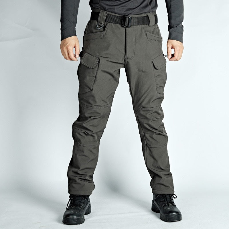 Outdoor fleece-lined waterproof hiking pants, suitable for autumn and winter.