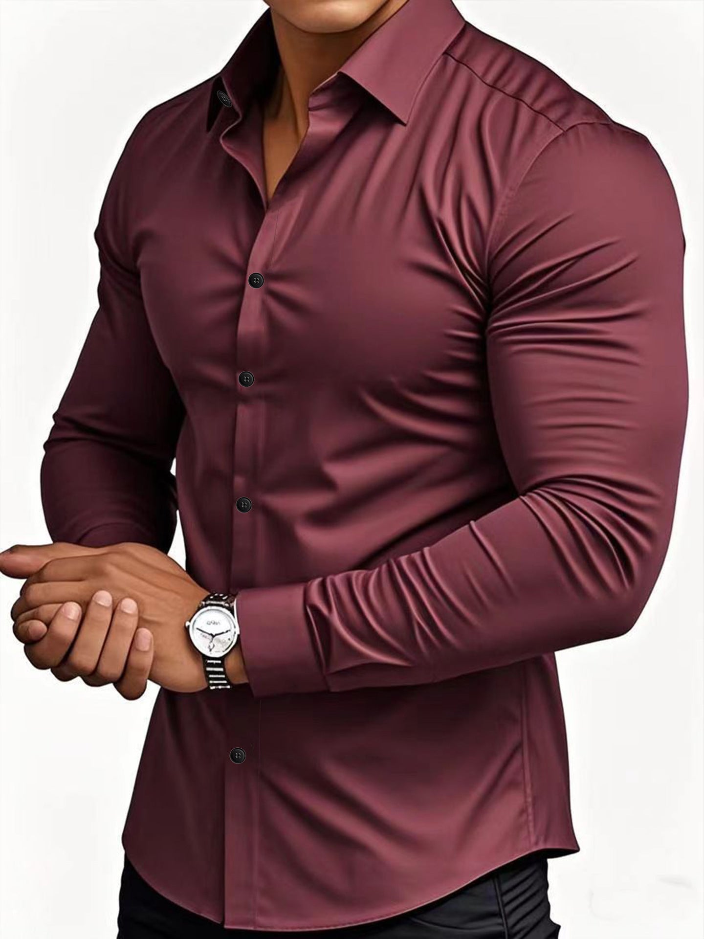 Lined long solid color casual and versatile shirt
