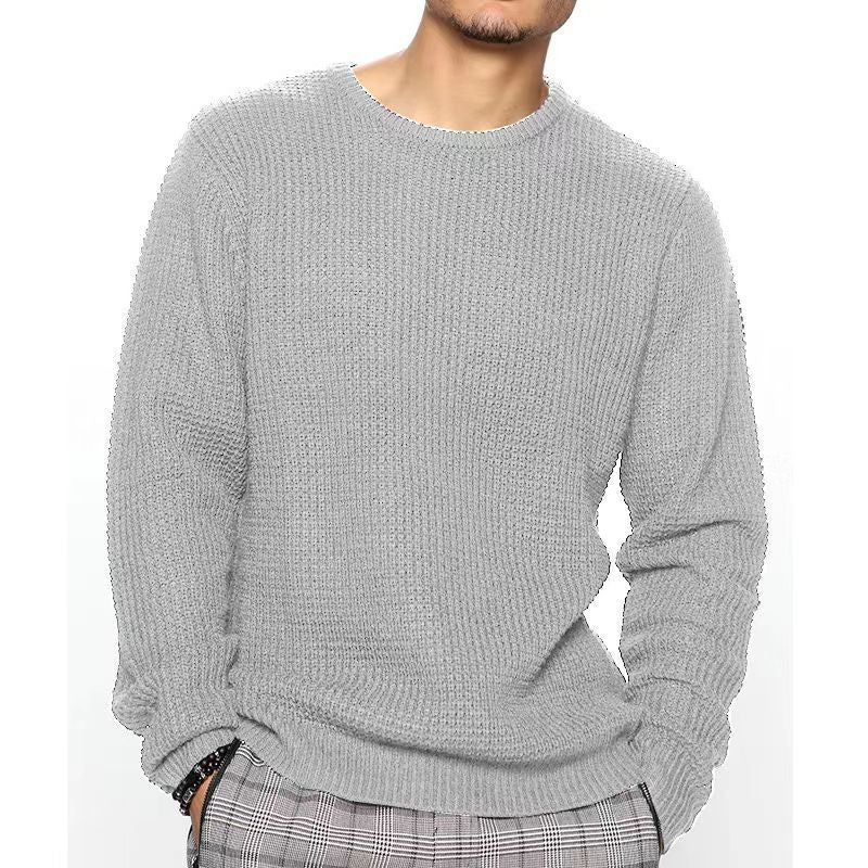 Men's long-sleeved crew neck casual knitted sweater