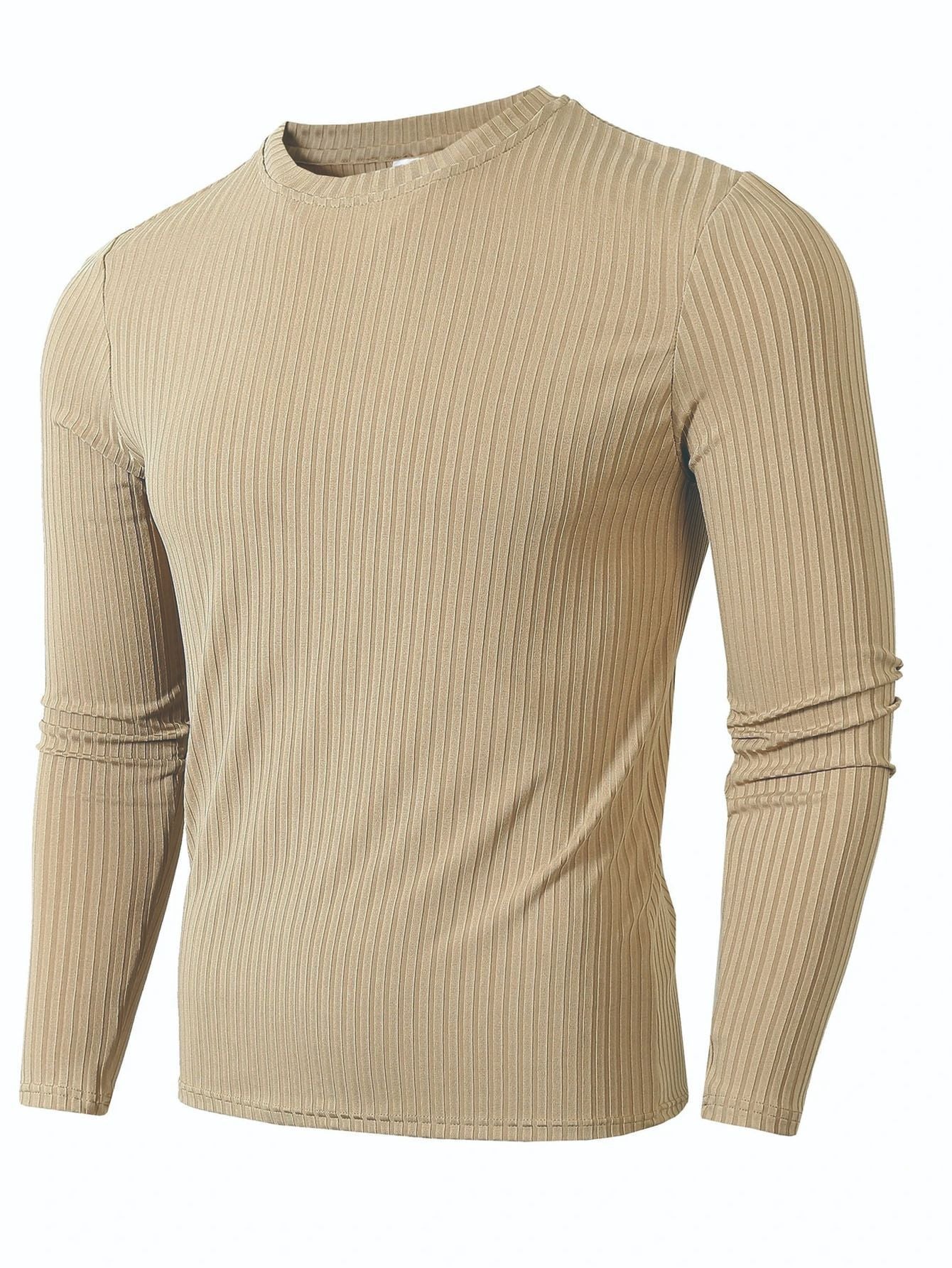 Striped long-sleeved crew neck outdoor casual sports stretch T-shirt