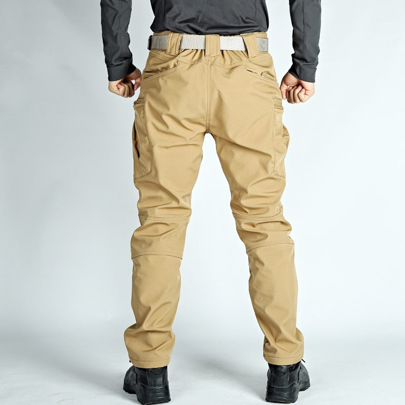 Outdoor fleece-lined waterproof hiking pants, suitable for autumn and winter.