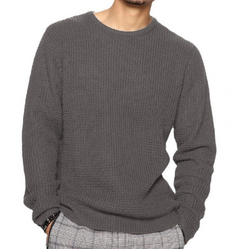 Men's long-sleeved crew neck casual knitted sweater