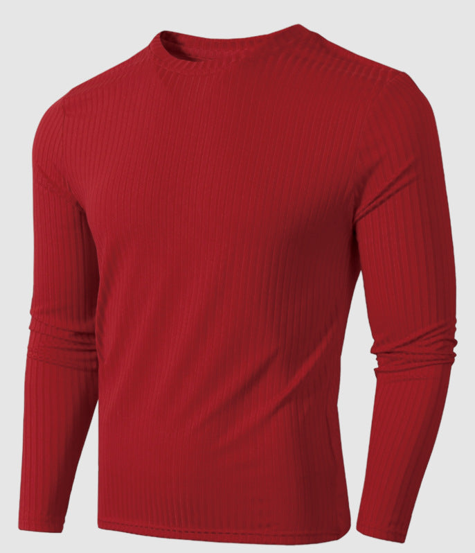 Striped long-sleeved crew neck outdoor casual sports stretch T-shirt
