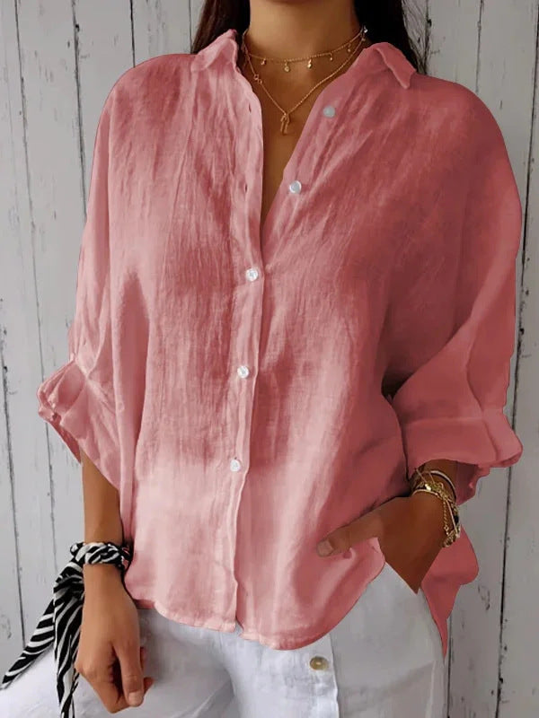 Solid color cotton and linen shirt