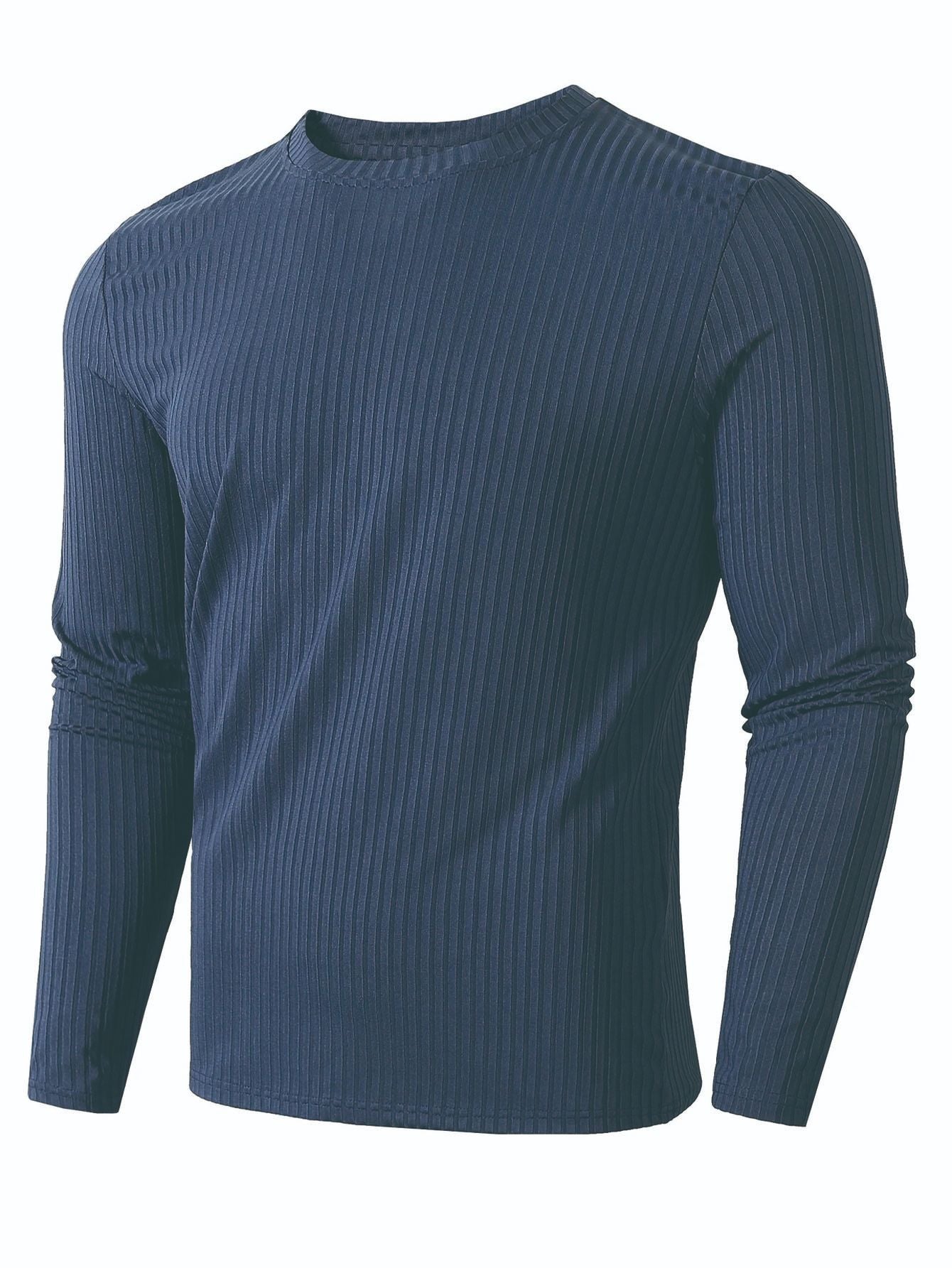Striped long-sleeved crew neck outdoor casual sports stretch T-shirt