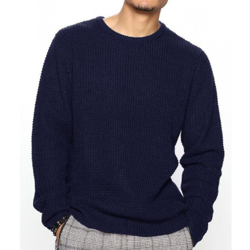 Men's long-sleeved crew neck casual knitted sweater