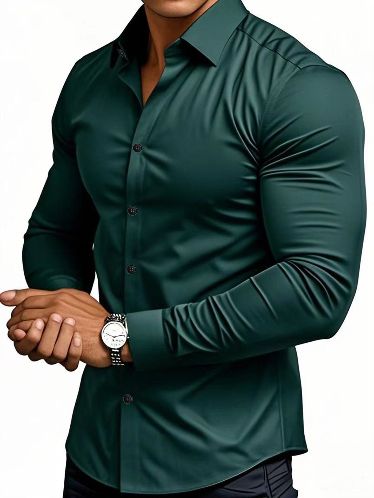 Lined long solid color casual and versatile shirt