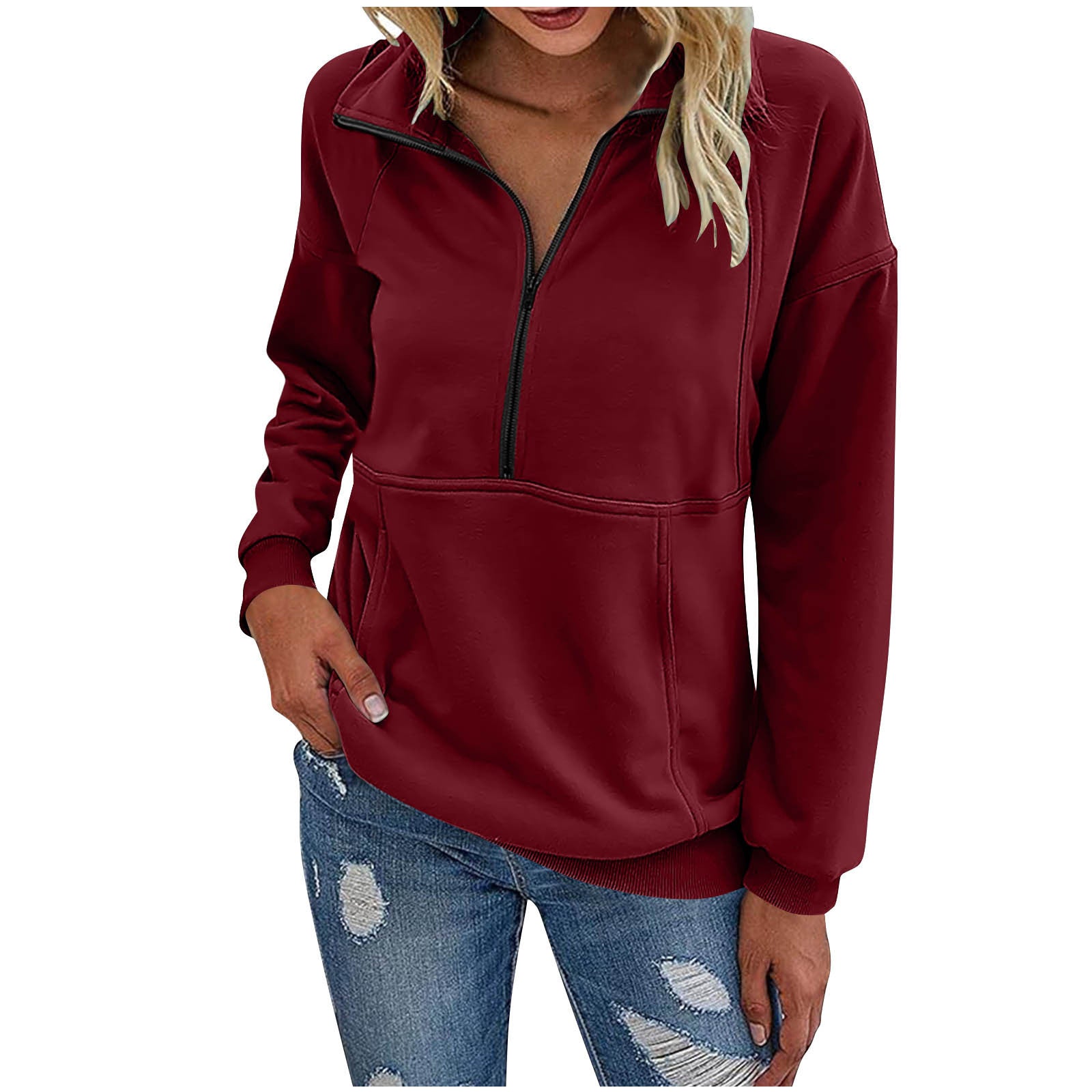 Long-sleeved zip-up polo shirt sweatshirt