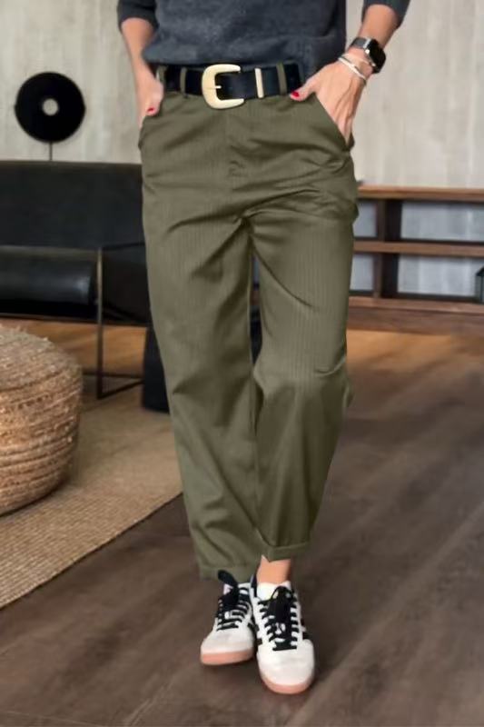 High-waisted straight-leg suit pants