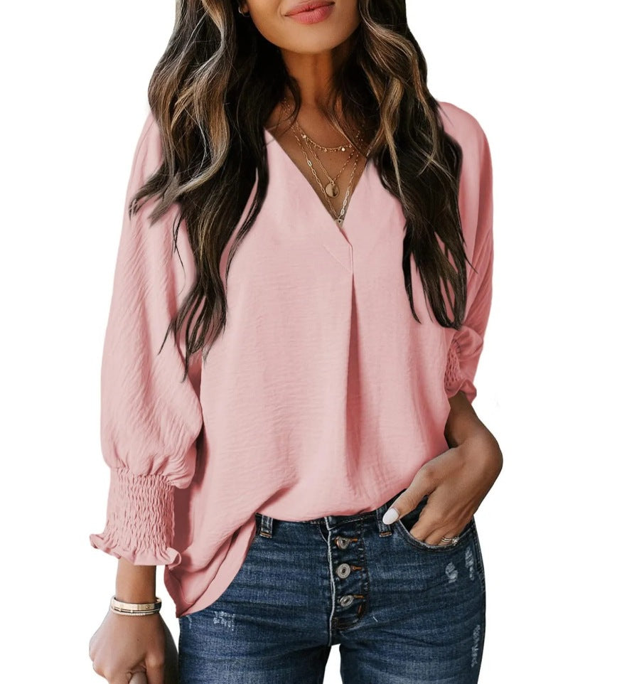 V-neck belted top casual wear