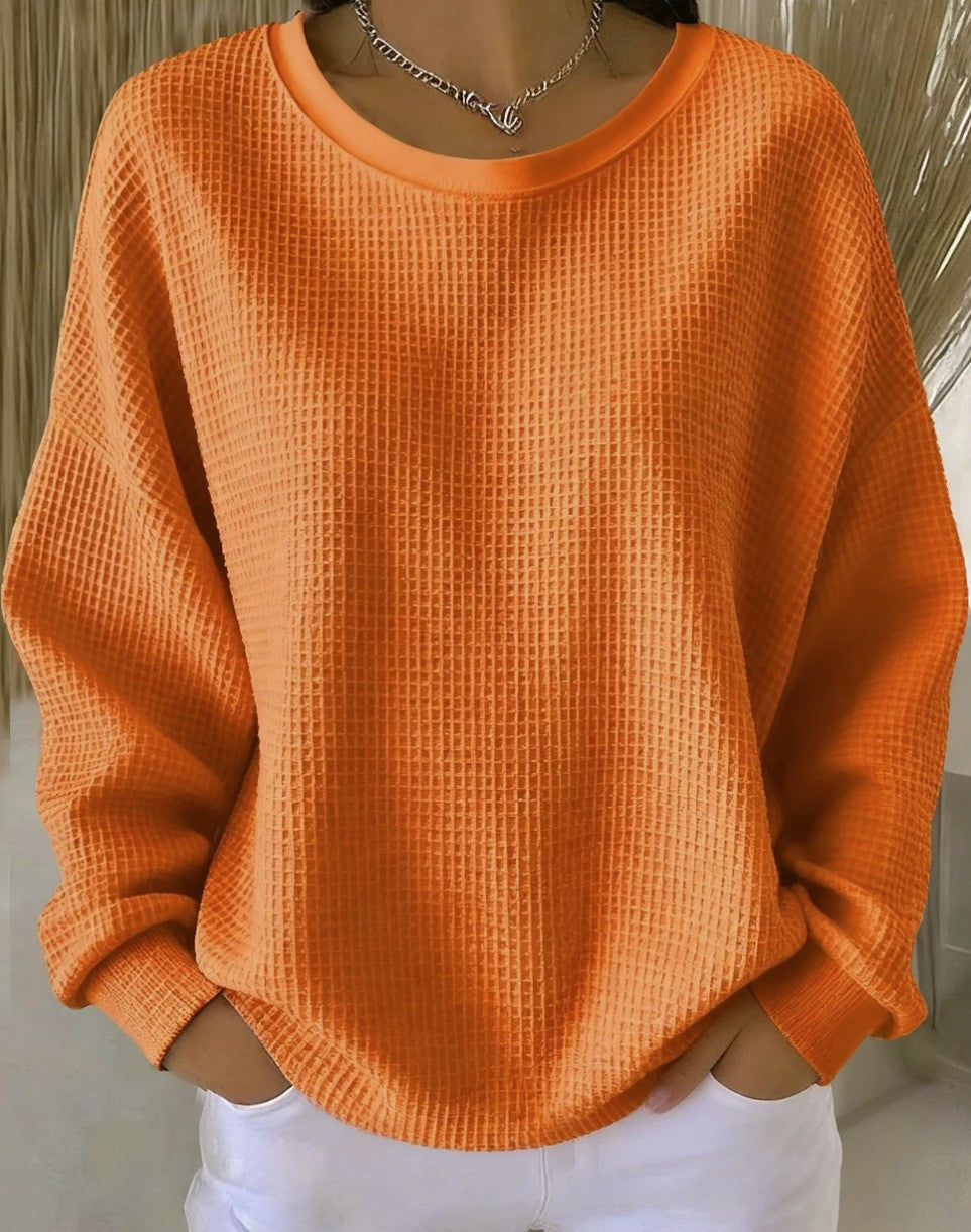 Retro color-blocked crew neck loose long-sleeved pullover sweatshirt