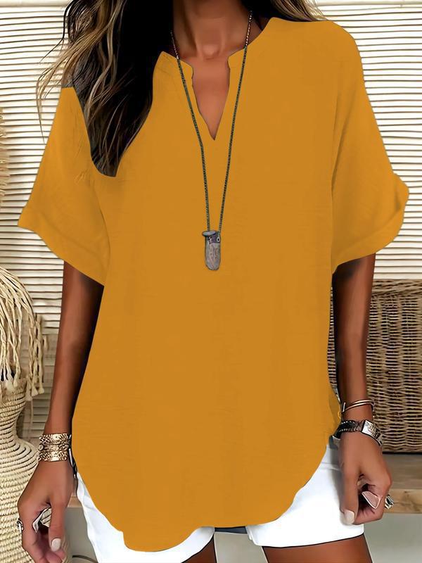 Spring Fashion Trends Women's V-neck Short-sleeved T-shirts and Shirts