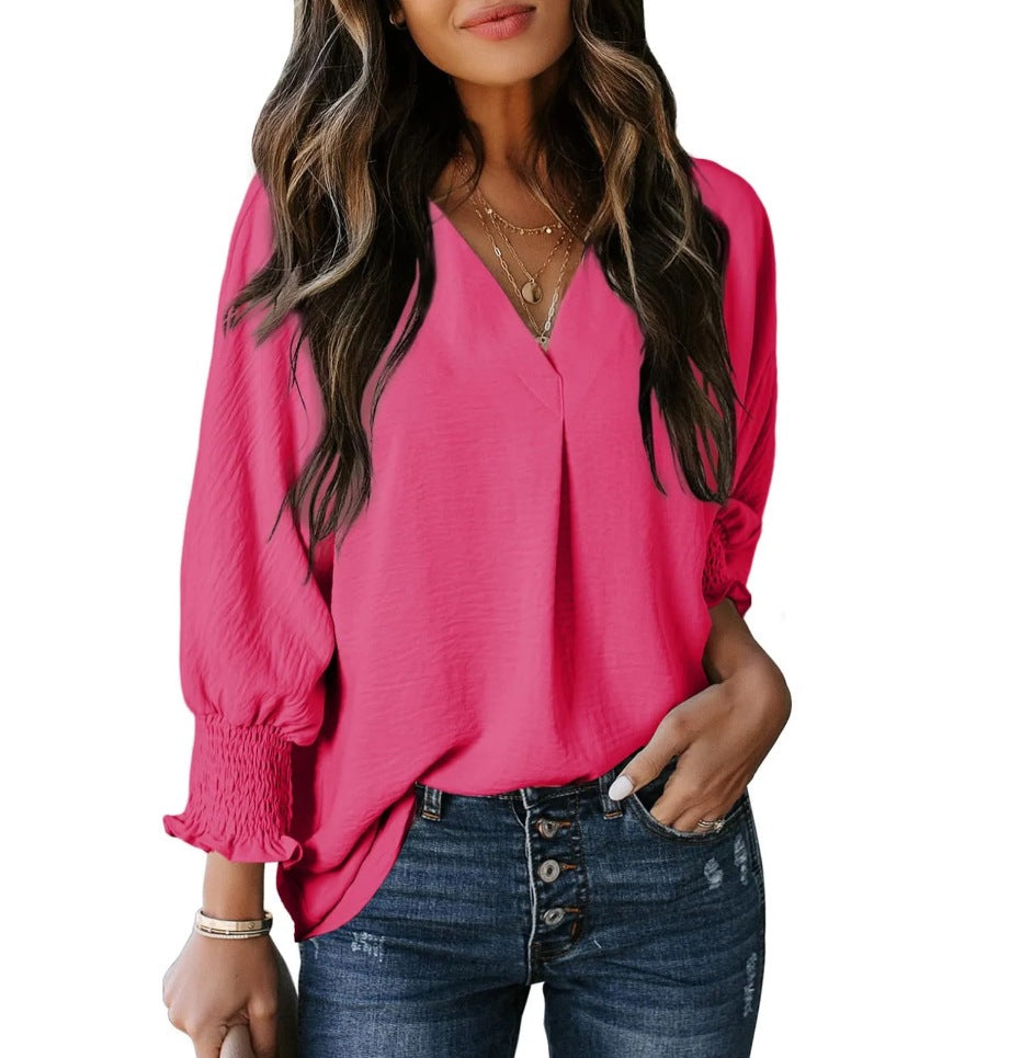 V-neck belted top casual wear