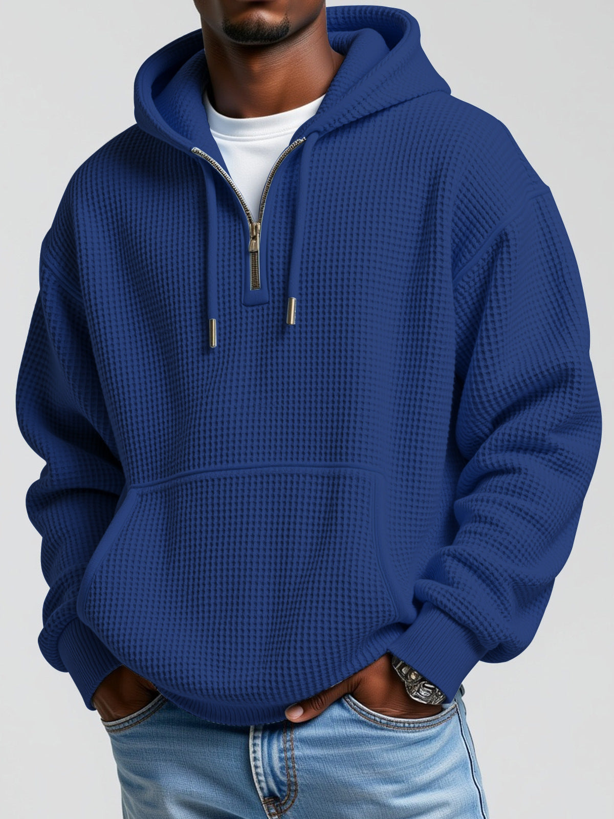Half-front sweatshirt, solid color hoodie