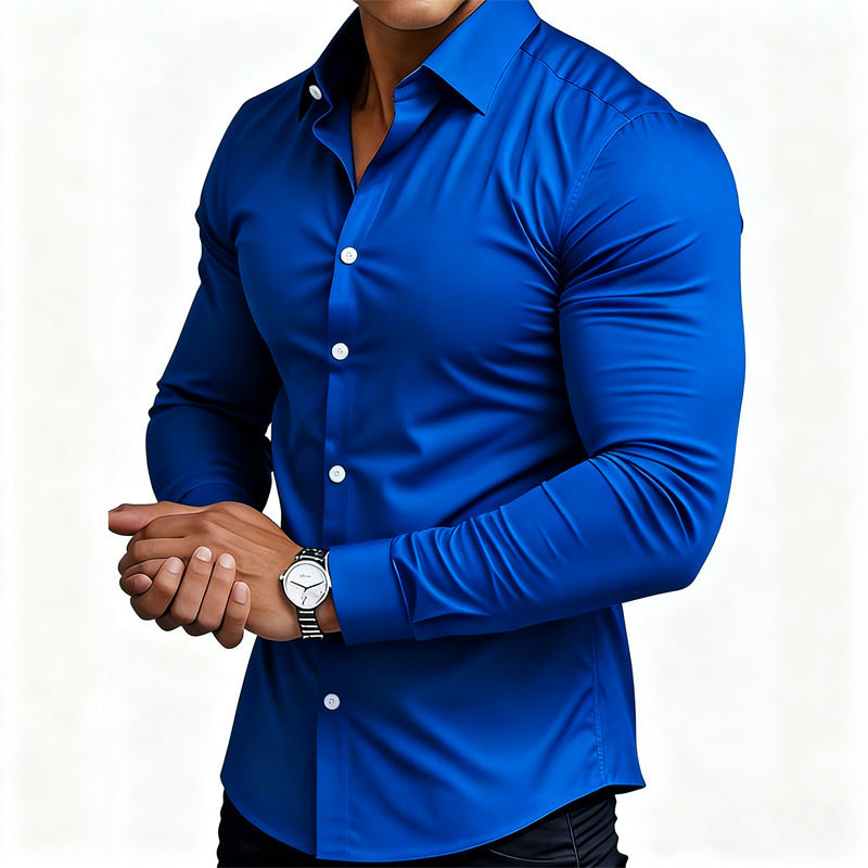 Lined long solid color casual and versatile shirt