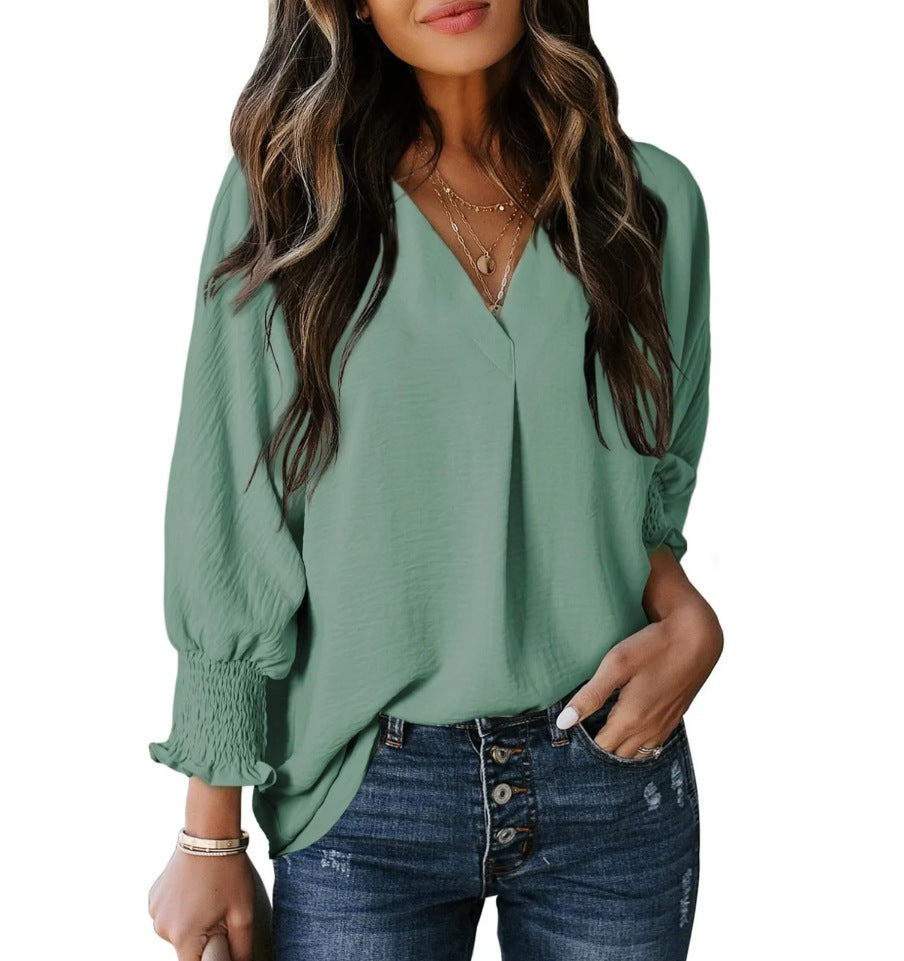 V-neck belted top casual wear