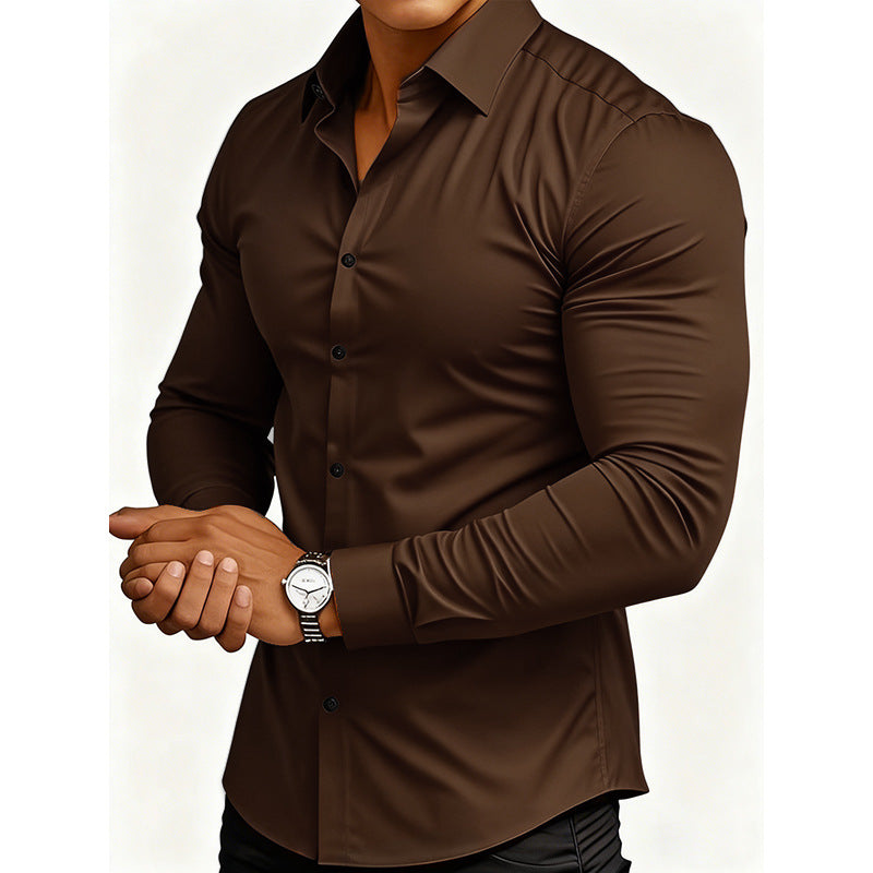 Lined long solid color casual and versatile shirt