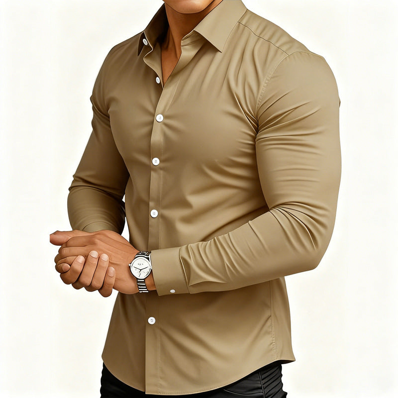 Lined long solid color casual and versatile shirt