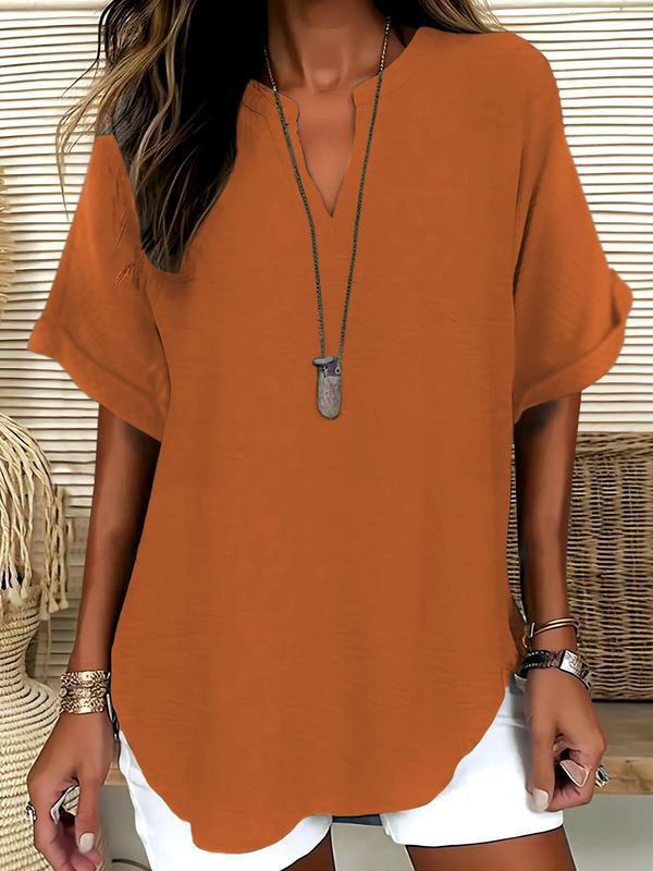 Spring Fashion Trends Women's V-neck Short-sleeved T-shirts and Shirts
