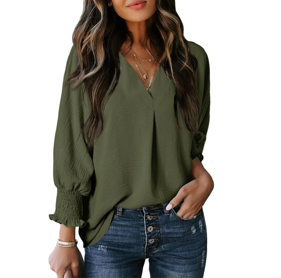 V-neck belted top casual wear