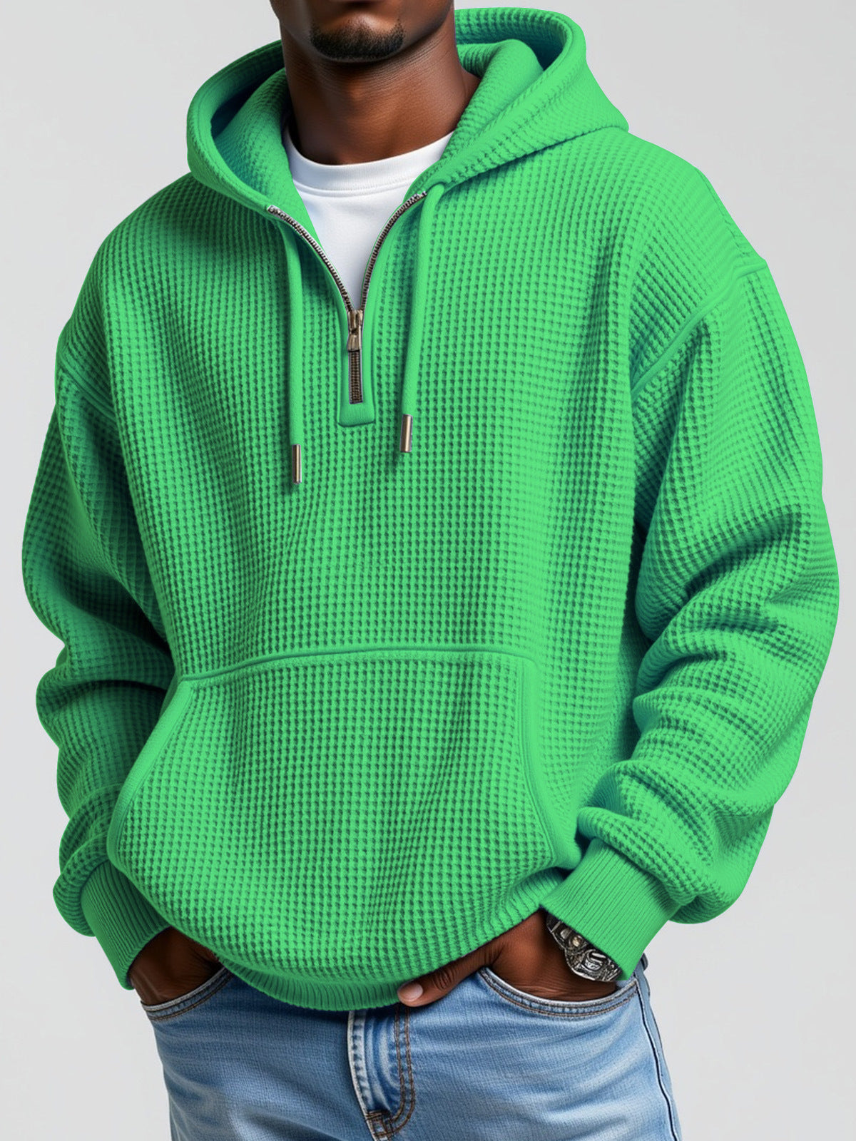 Half-front sweatshirt, solid color hoodie