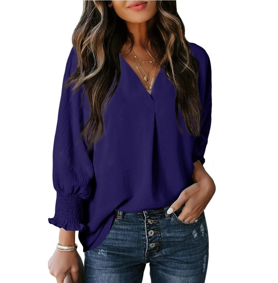 V-neck belted top casual wear