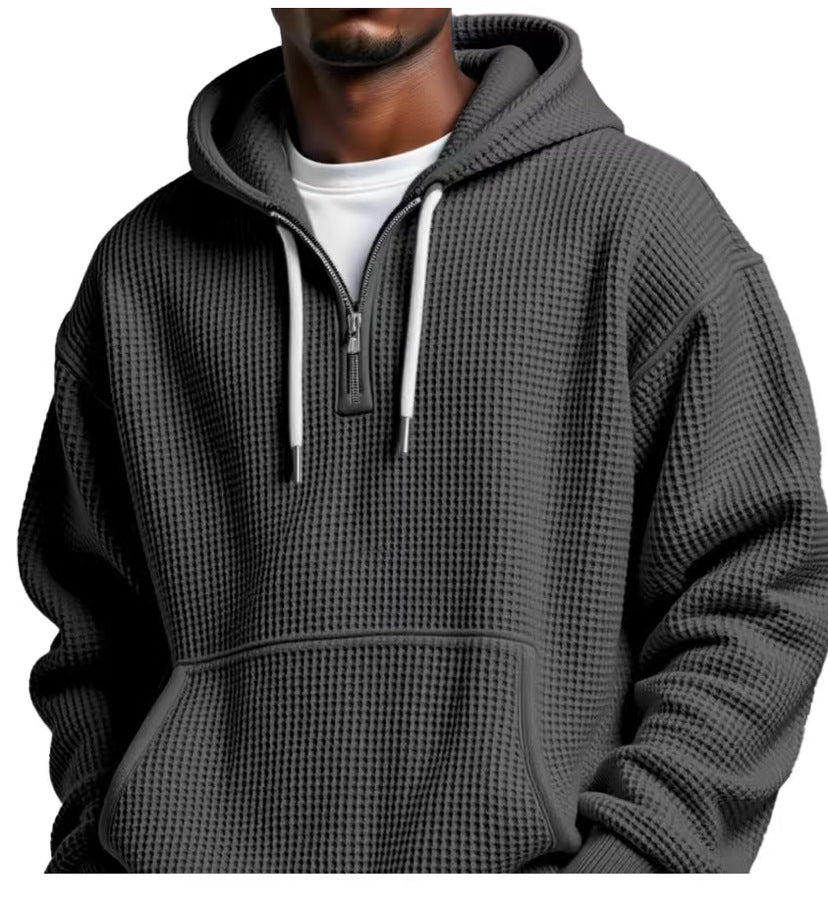 Half-front sweatshirt, solid color hoodie