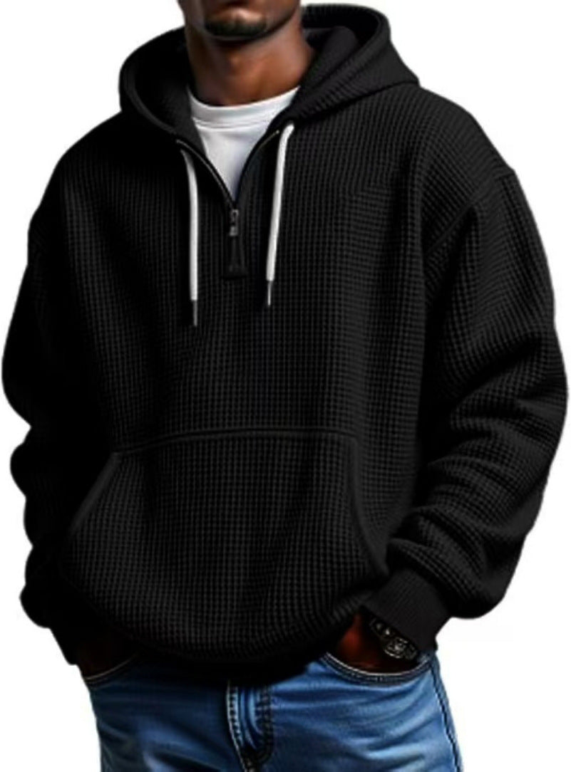 Half-front sweatshirt, solid color hoodie